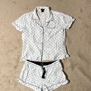 J. Crew White and Black Polka Dot Pajama Set